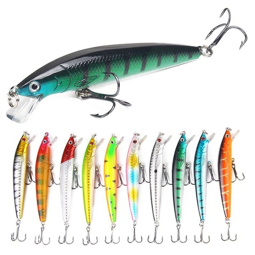 10X Lot Fishing Lures Crankbaits Jerkbait Minnow Hooks Crank Bait Bass Tackle US