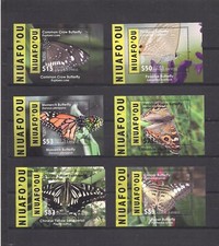 Tonga niuafo'ou set #CE12-CE17 Butterflies and flowers VFNH CV 325$