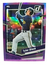 2023 Panini Donruss Tyler Black #136 Purple Holo Milwaukee Brewers 