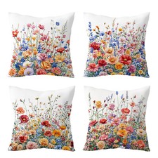 Garden Colorful Floral Throw Pillow Case Sofa Pillowcase Cushion Cover of 4