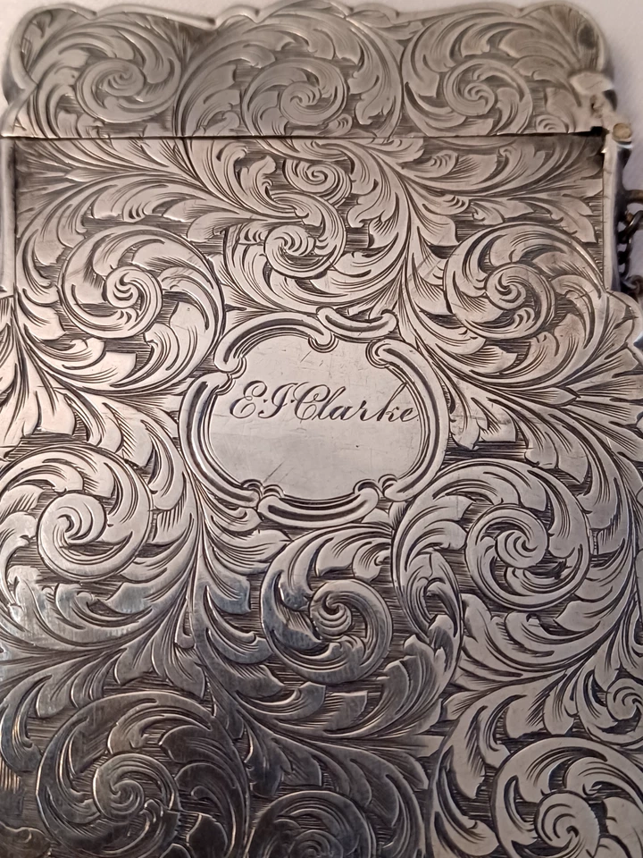 Estuche para tarjetas de arquitecto inglés victoriano Birmingham Nathaniel Mills 1853 Foto 3 de 4