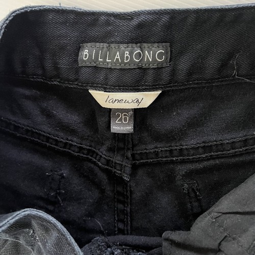 Billabong Denim Shorts Womens 26 8 Black Low Distressed Frayed Cut Off Bonita - Picture 10 of 16