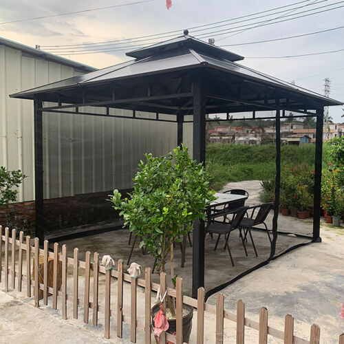 Universal Outdoor Patio Gazebo Mosquito Netting 4-Panel Sidewall Curtain Zippers - Picture 5 of 13