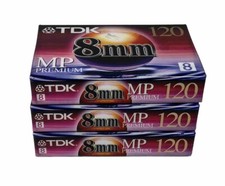 Lot of 3 TDK P6-120MP 8mm MP 60 Min. Video Cassettes - New and Factory Sealed