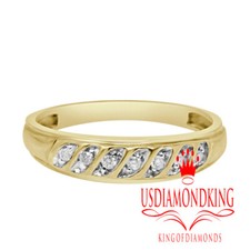 New Men's .07 cttw Genuine Real Tested Diamond 10k Yellow Gold Wedding Ring Band