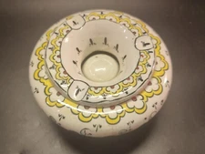 Vintage Porcelain Water Ashtray  Hand Painted Two Piece