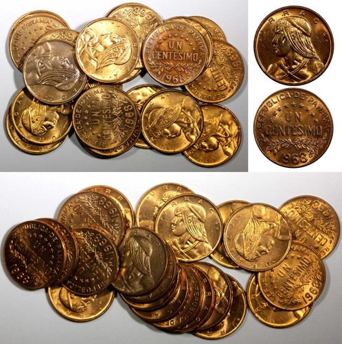 Panama Bronze 1968 1 Centesimo UNC/BU RED KM# 22 RANDOM PICK (1 Coin) (23 783)
