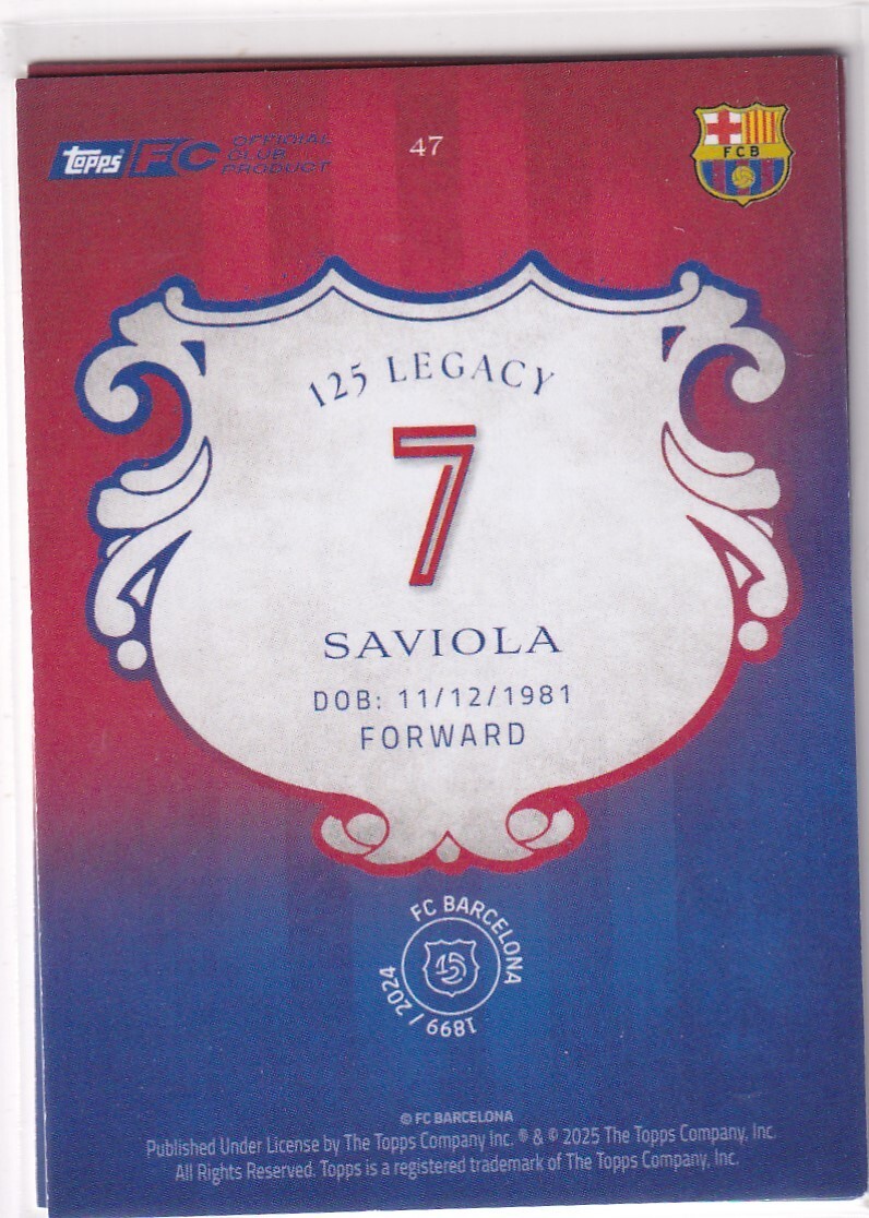 Topps 2025 Barcelona 125 Legacy Set No. 47 Javier Saviola | eBay