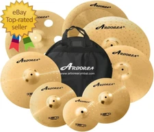 Cymbal Pack for Drum 8 Pcs Super Polishing Cymbals Set Brilliant Gold Hero Serie