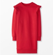 NEW Hanna Andersson Long Sleeve Ruffled Dress in French Terry Sweatshirt 8 130cm
