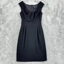 White House Black Market Dress Womens 6 Sheath Minimalist Career Classic Black