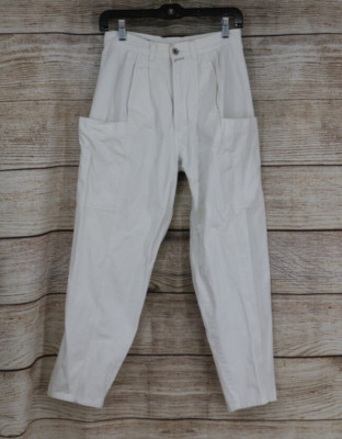 VINTAGE Brittania Womens Size 13 Pleated High Rise Straight Leg Jeans White
