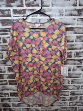 New Lularoe Irma Tunic Top XXS Short Sleeve Tulip Flowers Spring