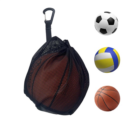 Soccer Ball Volleyball Carry Drawstring Storage Pouch Basketball Mesh Net Bag