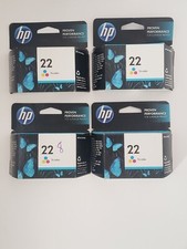 Lot of 4 unopened HP 22 C9352AN140 Ink Cartridge - Tri-Color. All expired