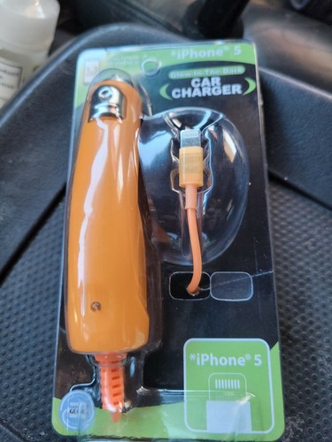 IPHONE 5 Car Charger Orange Glow in the Dark Free Shipping! - Picture 1 of 2