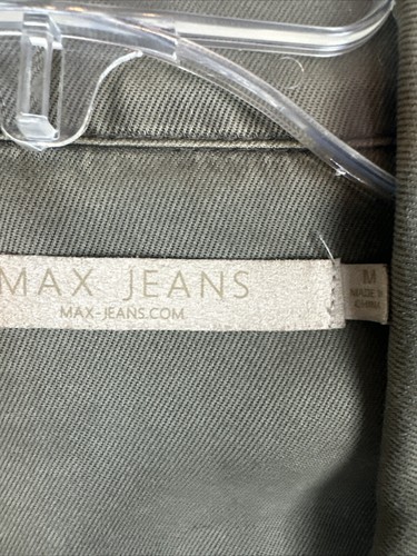 Max Jeans Army Style Olive Green Jacket Drawstring waist Long Sleeve button up - Picture 4 of 7