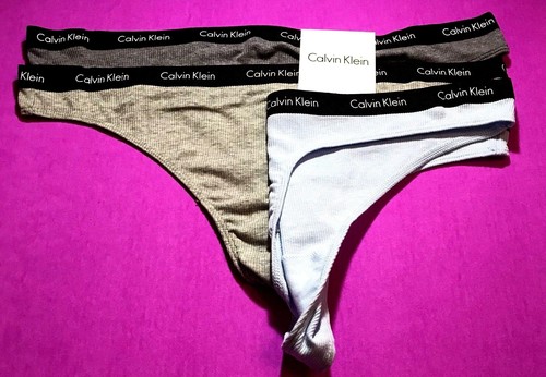 Calvin Klein LARGE Ribbed Thong Women's Cotton Panties Underwear - 3 Pack -Rib - Picture 2 of 10