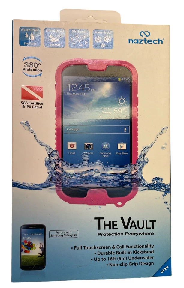 Funda Impermeable Naztech The Vault para Samsung Galaxy S4, Rosa Foto 3 de 4