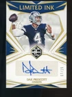 2021 Panini Limited Ink Gold Dak Prescott Dallas Cowboys AUTO 7/15