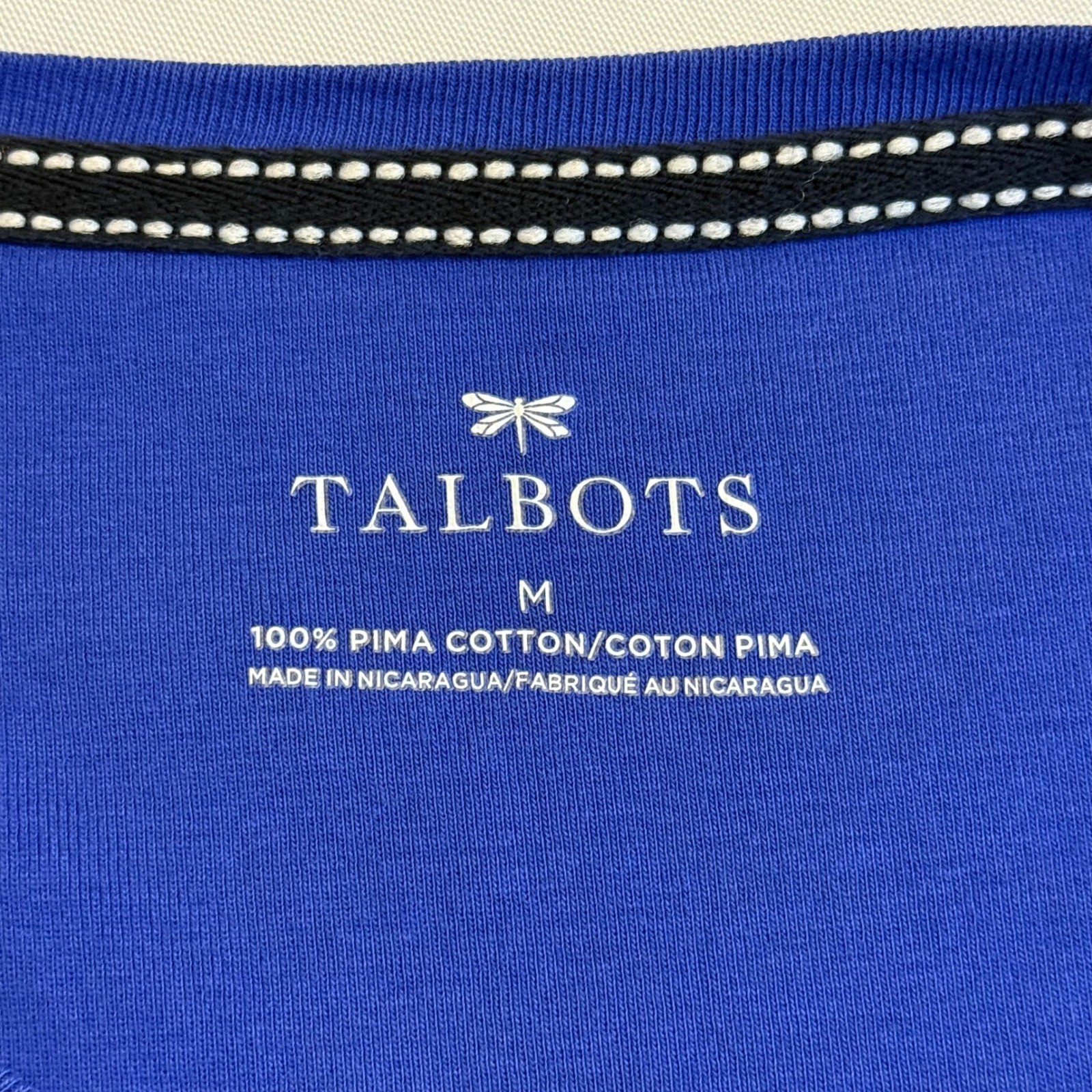 Talbots Solid Bateau Neck Tee Blue 3/4 Sleeve Boa… - image 4