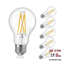 A19 Edison Light Bulbs 8W 60W Equivalent Dimmable LED 2700k Amber Warm White