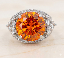 RZADKI 10-karatowy pomarańczowy diamentowy pierścionek pasjansowy, prezent na miłość, DARMOWE ćwieki