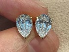Pear Cut 4CT Lab Grown/CVD Diamond Stud For Gift Girlfriend 14k Yellow Gold #109 — photo 6