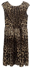 DOLCE & GABBANA Leopard PRINT Fit & FLARED Sleeveless Dress Size 44 W Zipper