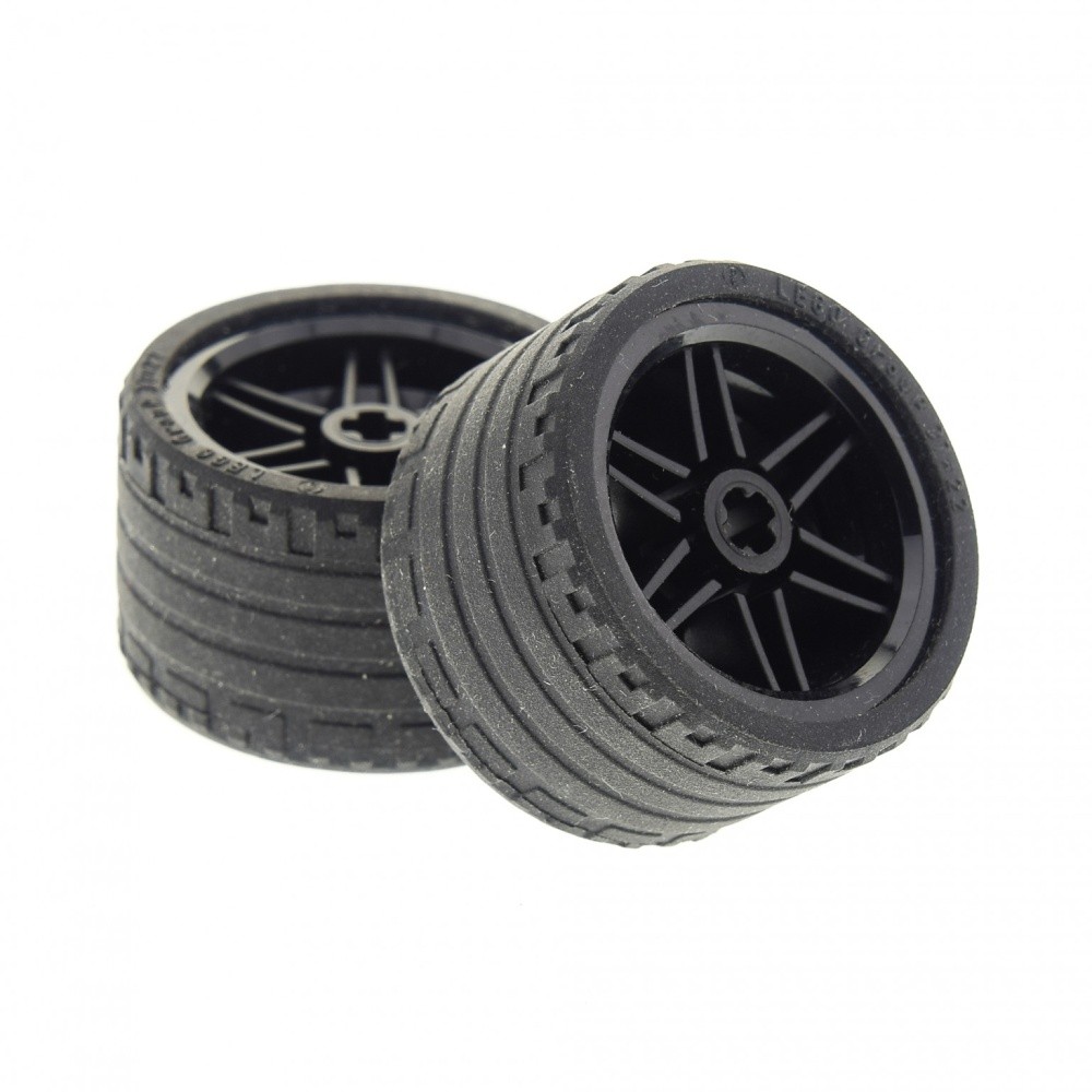 2x Lego Technic Wheel 37x22 ZR Rim 30.4x20 Black Car 55978 56145c03