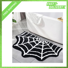 Spider Web Bath Mat 31x20 Inches Non-Slip Microfiber Gothic Rug for Bathroom