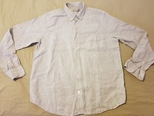 Mens Everlane Linen Dress Shirt M Medium Gray Button