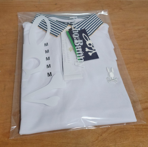 Psycho Bunny Men's Polo White Shirt Size 5 Medium Short Sleeve 100% Pima Cotton - 第 12/12 張圖片