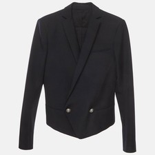 Balmain Navy Blue Wool Blend Double Breasted Blazer XS