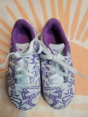 Junior Puma Tacto 2 CP FG/AG  Cleats Size: 10 (107500-06) Purple & White 