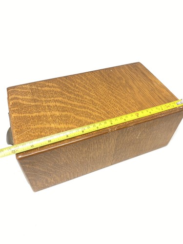 Antique Globe Oak File Box Catalog Index Card Holder Drawer Original Finish - Picture 14 of 17