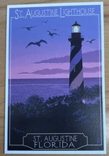 St. Augustine FL Lighthouse Postcard. Sun Rise with Gulls.