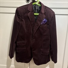 Boys Velvet Blazer Elie Balleh Milano Italy NWT Rich Purple Slim Fit Size 12 14Y