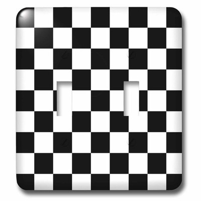 3dRose Checkered Black White Chess Racing Flag Double Toggle Switch