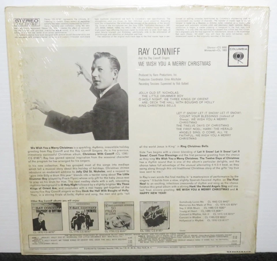 Ray Conniff We Wish You A Merry Christmas 12" LP Record 1962 Columbia Stereo - Image 3 of 4