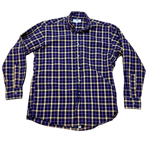 Aquascutum, Vintage Aquascutum Button Down Shirt Men's Medium Purple Orange Check Cotton L/S