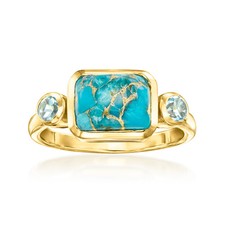 Turquoise and .20 ct. t.w. Sky Blue Topaz Rin...
