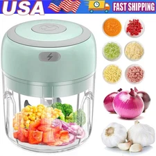Electric 300ML Garlic Press Chopper Chili Onion Fruits Meat Mincer Blender Mixer