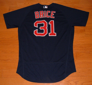 BOSTON RED SOX AUSTIN BRICE 2021 GAME USED WORN JERSEY WITH HOLOGRAM (REDS)