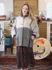 Vintage Avoca Irish Wool Herringbone Tweed Jacket Colour Block Oversized Bomber
