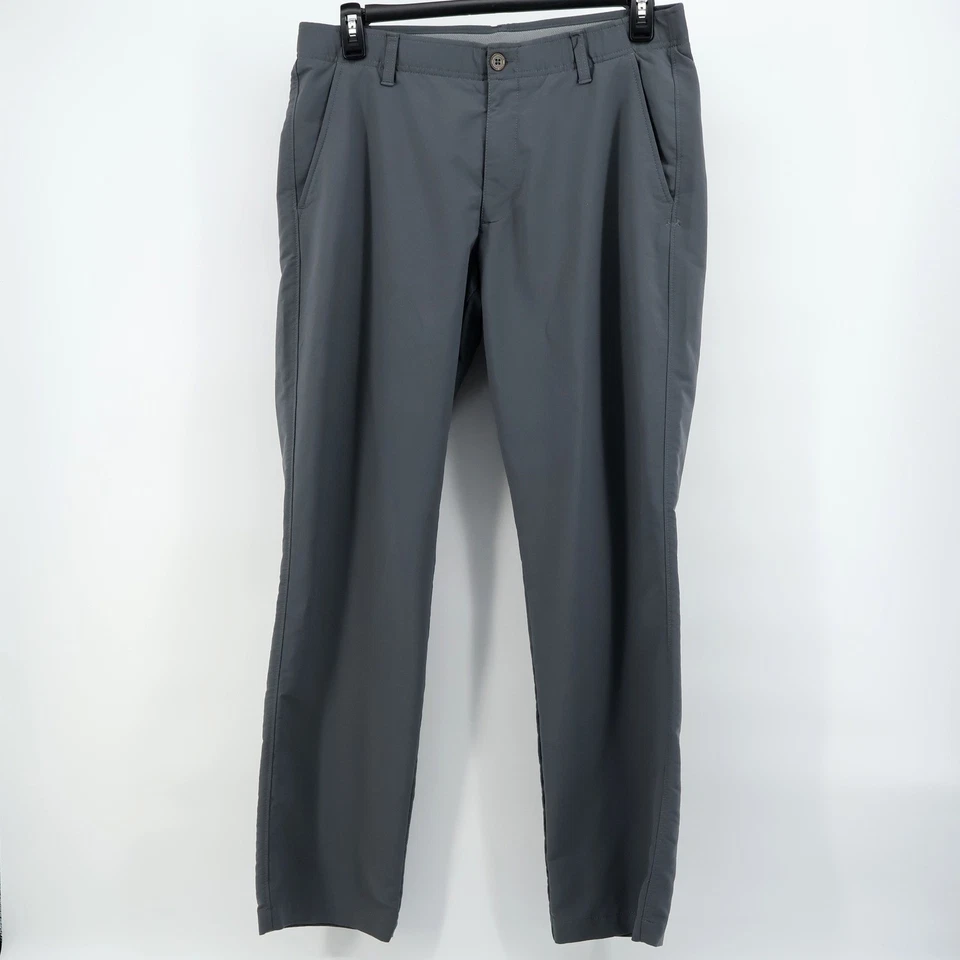 Pantalones de rendimiento de golf Under Armour para hombre 36x32 calce recto frente plano gris oscuro Foto 2 de 4
