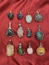 12 Hand Made Wire Wrapped Various Stone Pendants Copper and Stainless Steel Wire
