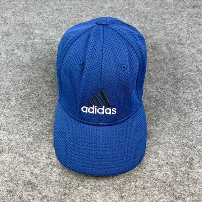 Adidas Mütze Cap Fitted L XL Royal Blau Full Mesh Drei Streifen Spellout Logo Herren