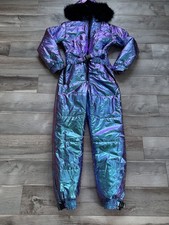 NWT Dolls Kill Club Exx Aurora Beam  Snow Suit Iridescent  Holographic  Purple M