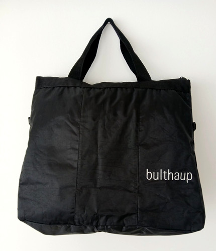 BULTHAUP Black Vinyl Canvas Zippered Tote Bag 18 Wide x 16 Tall Rare